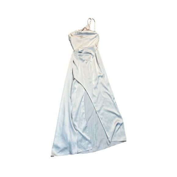 Azazie Silver Sheath One Shoulder Satin Formal Dress Size A0 - Picture 15 of 15